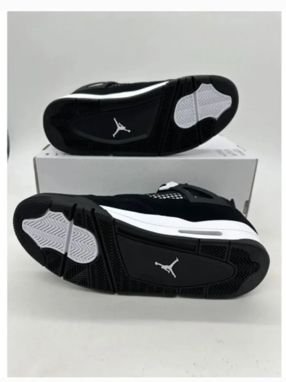 Air Jordan 4 Retro Men's White Thunder Black Suede Shoes
